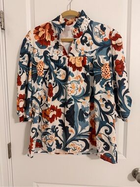 Floral Peasant Blouse - Multicolor